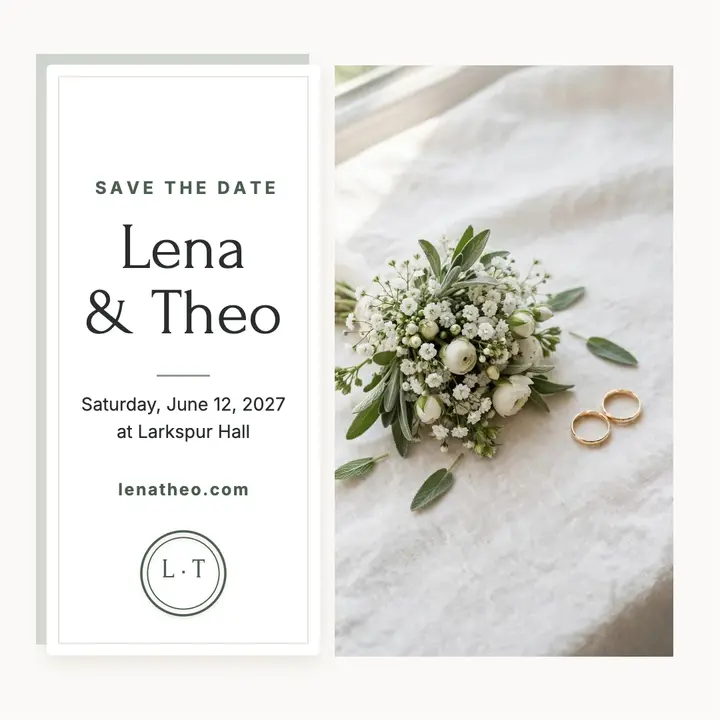 Lena and Theo embossed save the date template