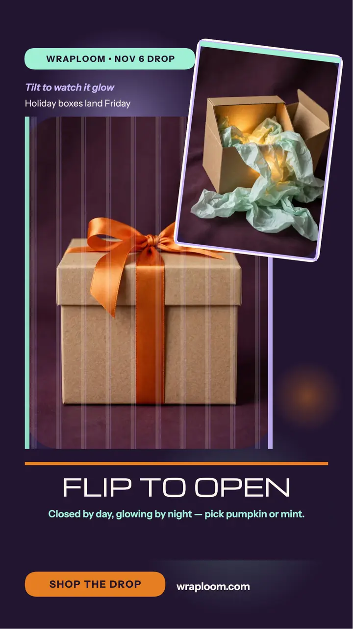 Wraploom gift box flip story template