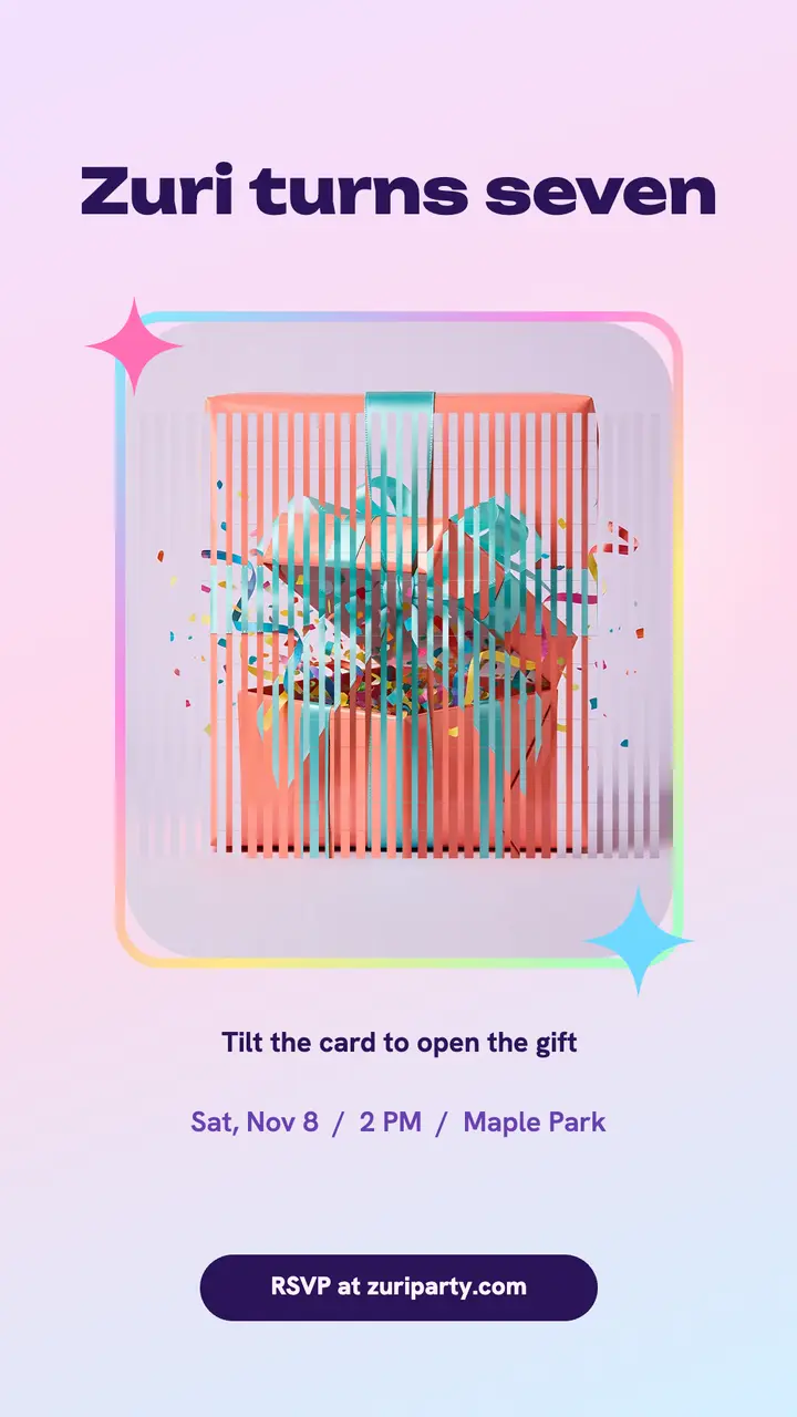 Zuri turns seven lenticular invitation template