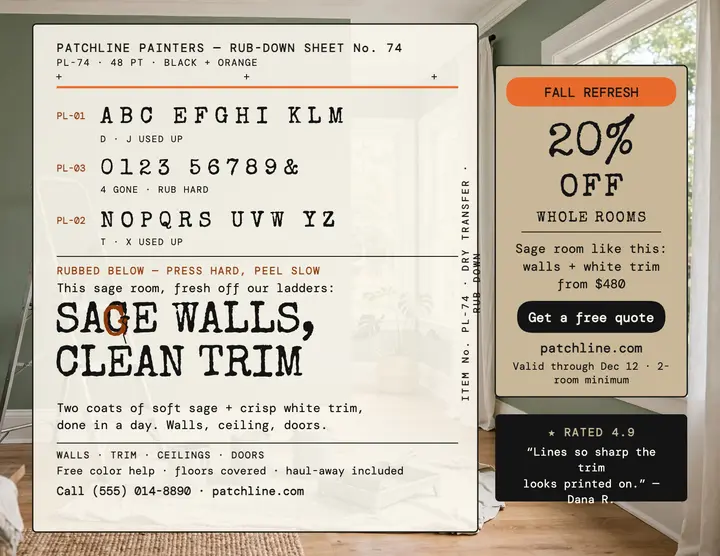 Patchline Painters sage room letter-sheet flyer template
