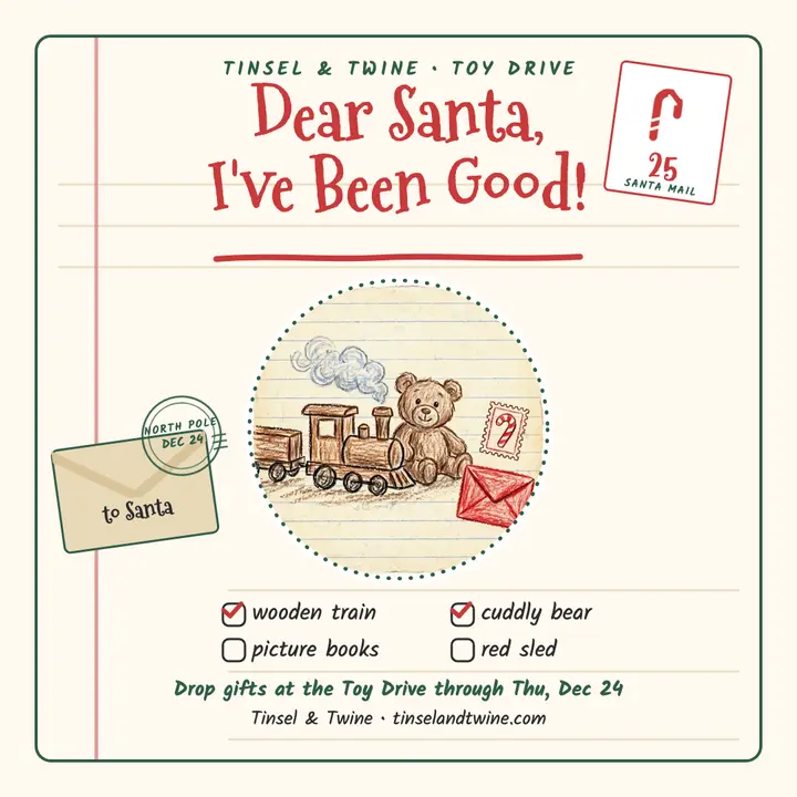 Tinsel and Twine letter to Santa toy drive: letter to santa post template