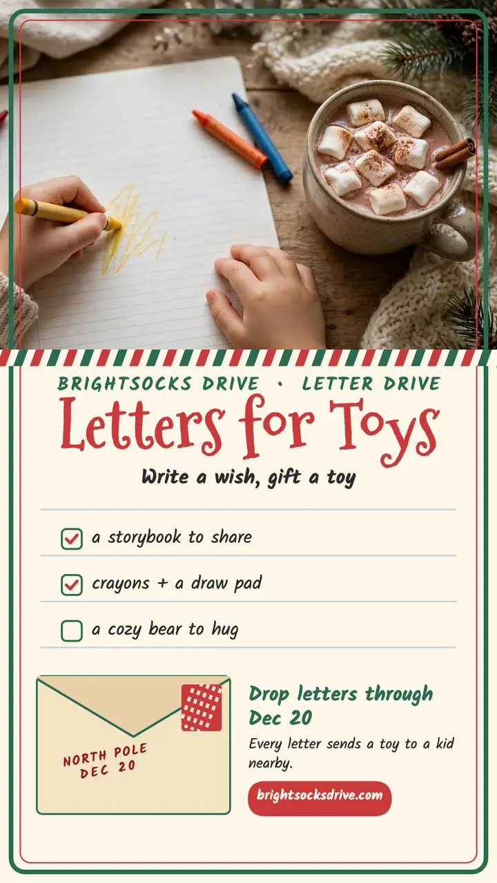 Brightsocks letter to Santa toy drive story template