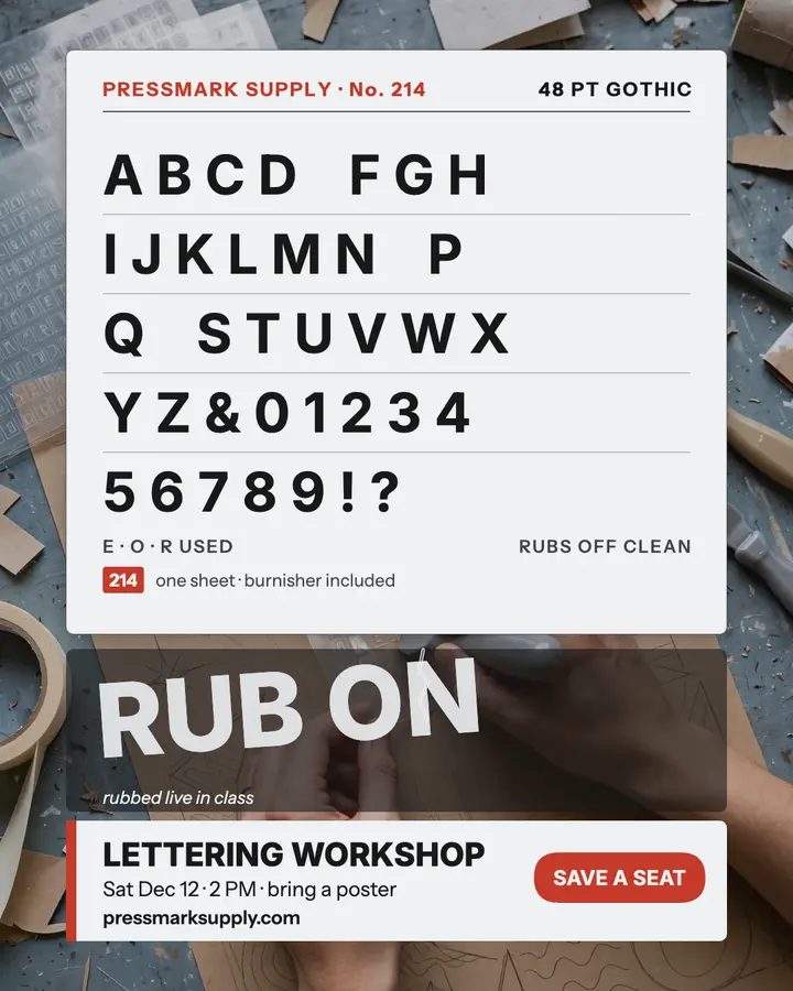 Pressmark lettering workshop post: lettering workshop post template