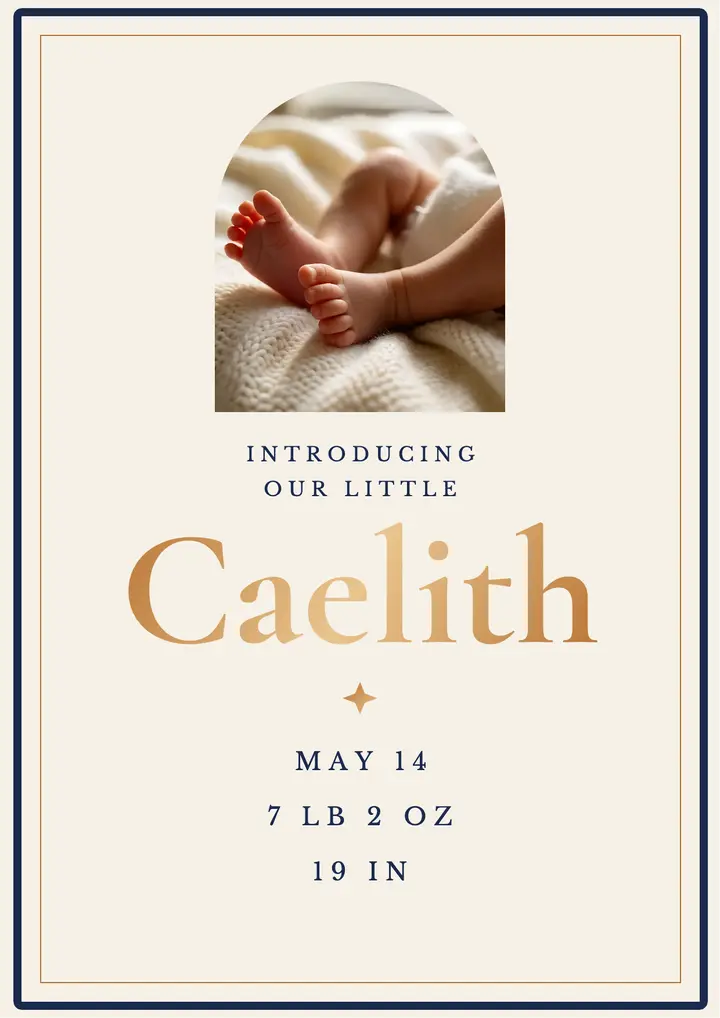 Letterpress birth announcement template
