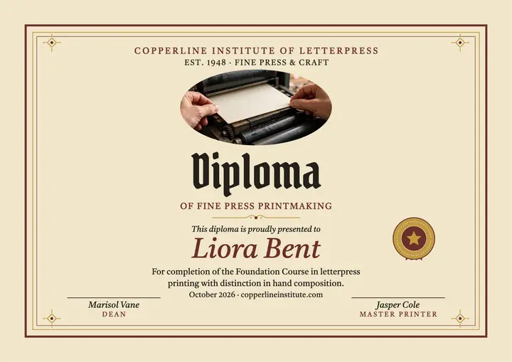 Copperline letterpress diploma template
