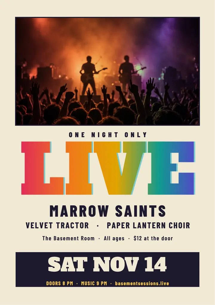 Basement Sessions gig flyer template