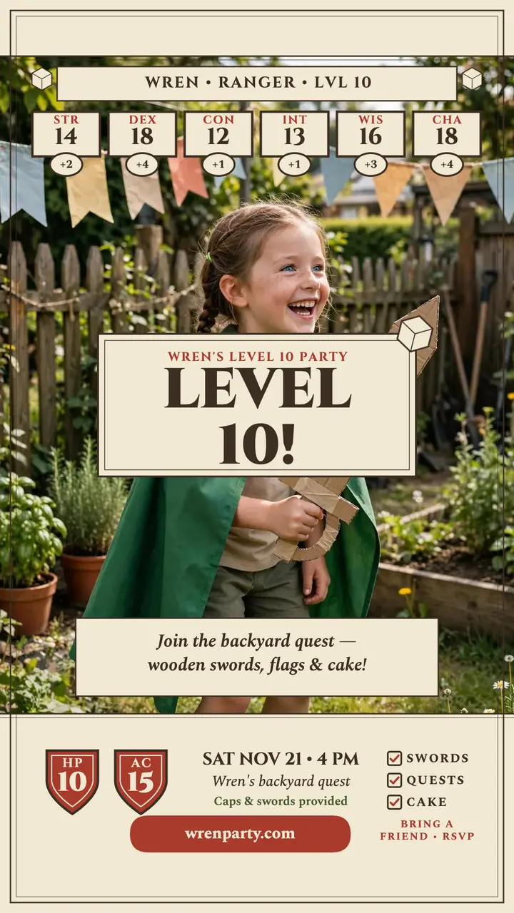 Wren level ten ranger birthday story template