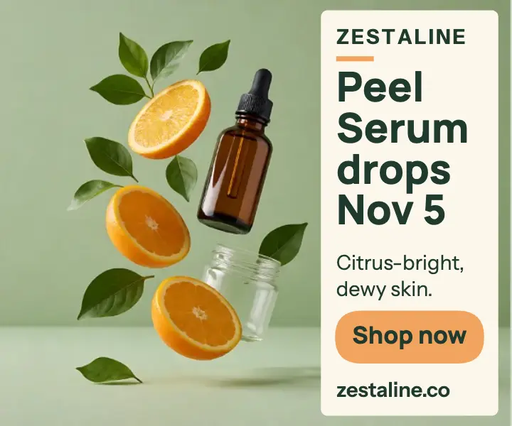 Peel Serum drop display ad, levitation still life template