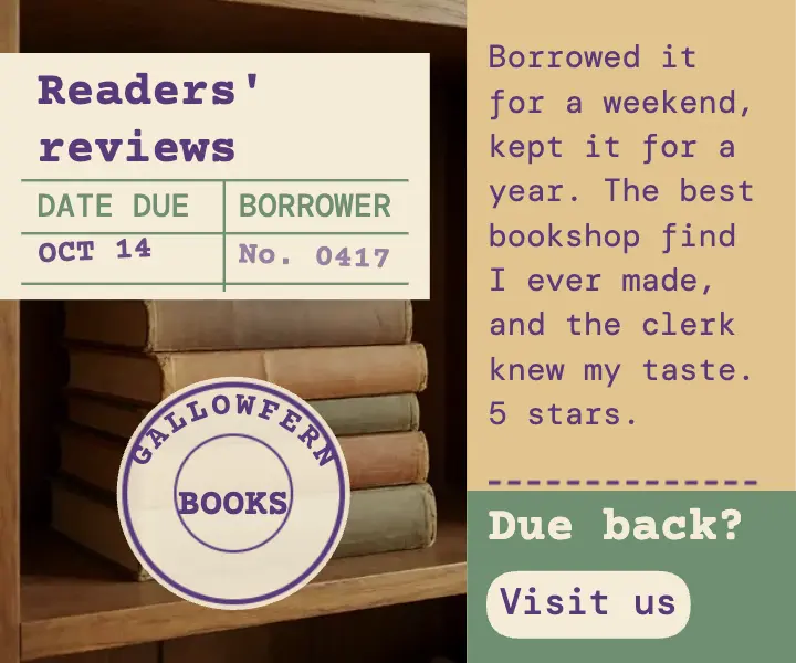 Gallowfern Books reader review library card ad template