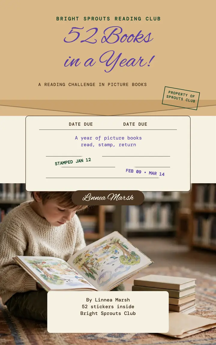 Library card 52 books reading challenge cover template