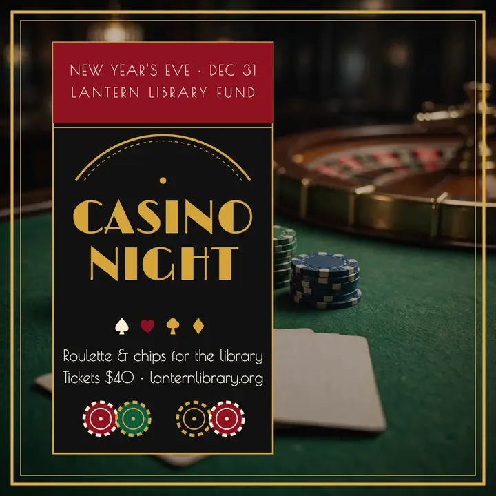 Lantern Library casino night podcast cover template