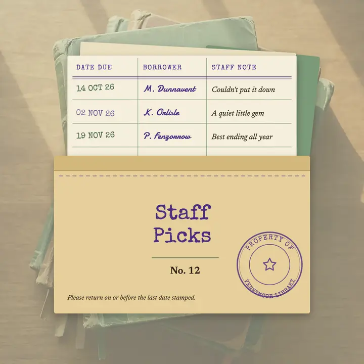 Library staff picks checkout card review post: library staff picks post template