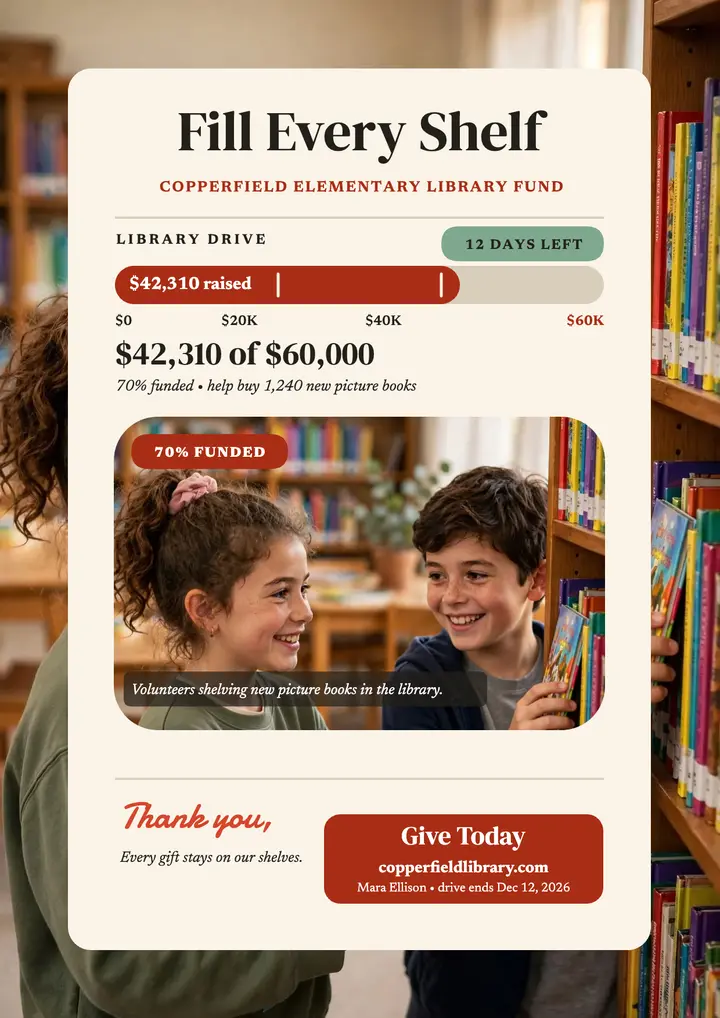 Copperfield library drive thermometer flyer template