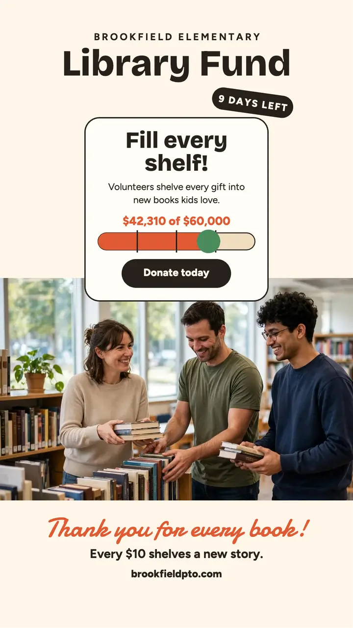 Brookfield library fund thermometer story template