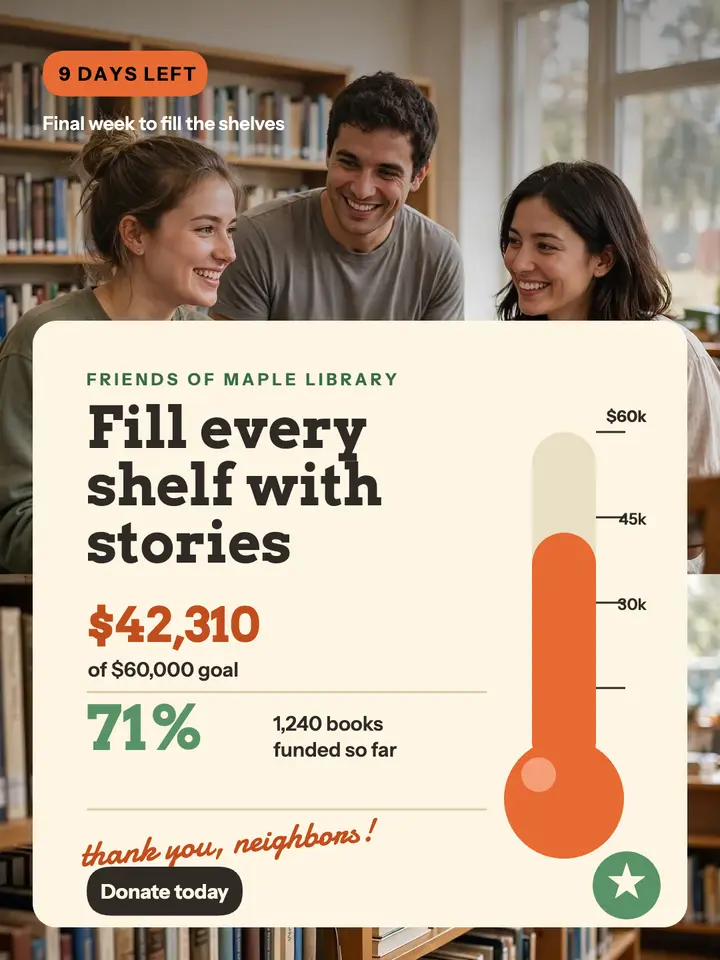 Maple library fundraiser thermometer portrait template