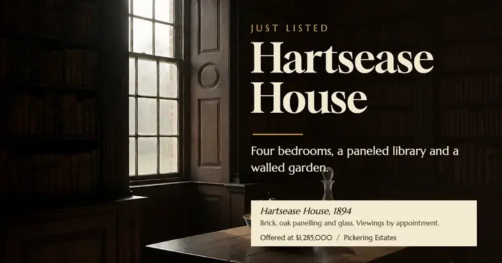 Historic house with library listing, Old Masters template
