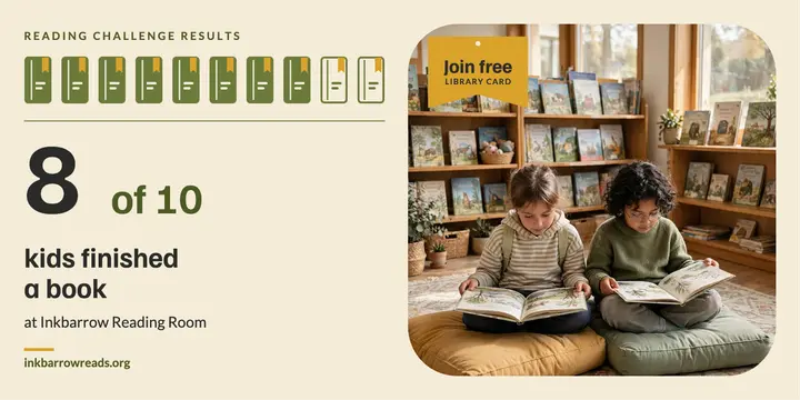 Library reading campaign stat post, pictograms template