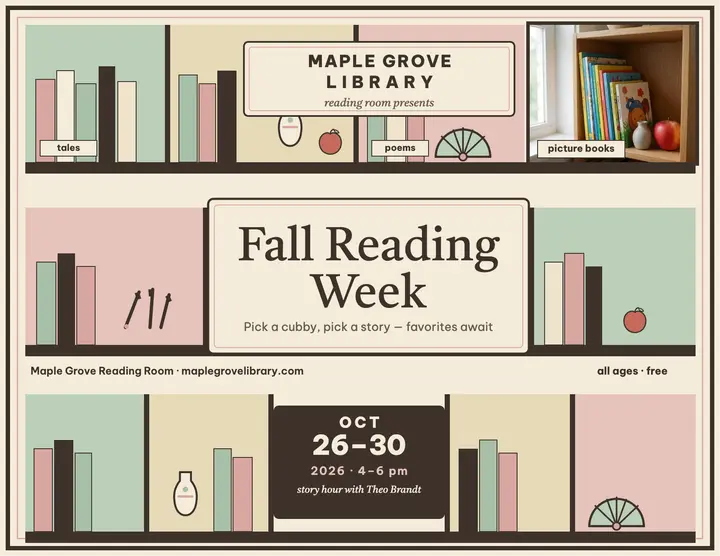 Maple Grove fall reading week shelf poster template