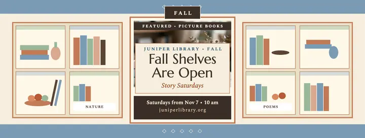 Juniper Library fall shelves cover template
