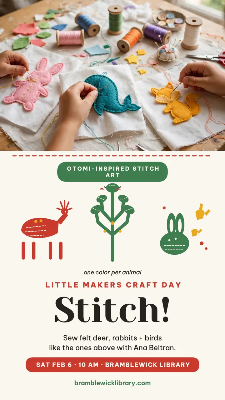 Bramblewick Library stitch craft day story template