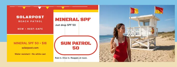 Solarpost sunscreen lifeguard cover template