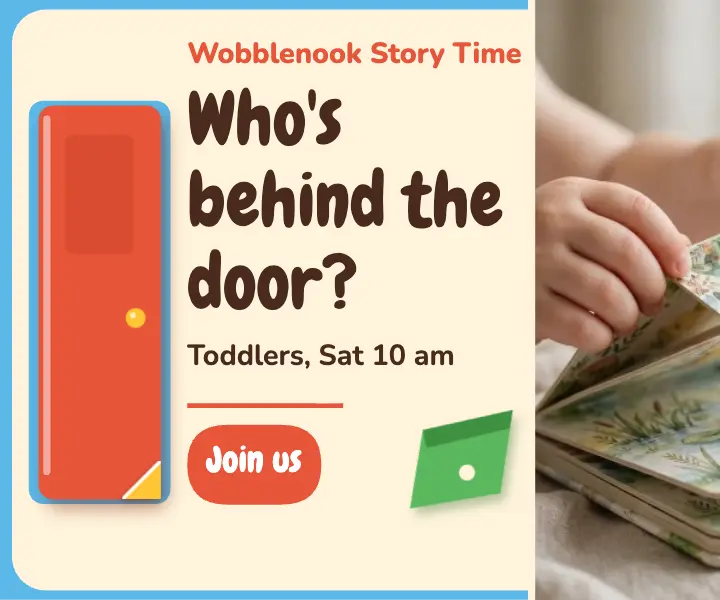 Wobblenook toddler story time lift-the-flap ad template