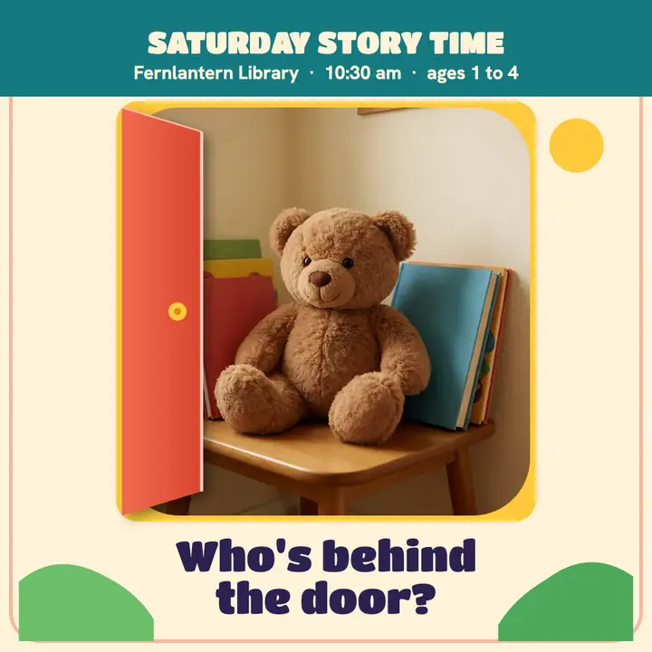 Fernlantern Library toddler story time lift-the-flap post: toddler story time post template