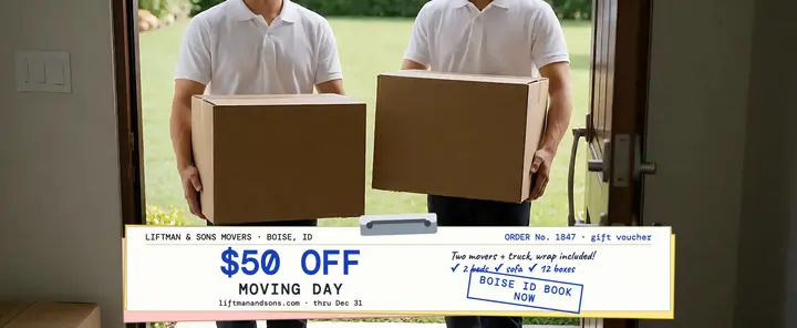 Liftman movers fifty off voucher: movers gift voucher template
