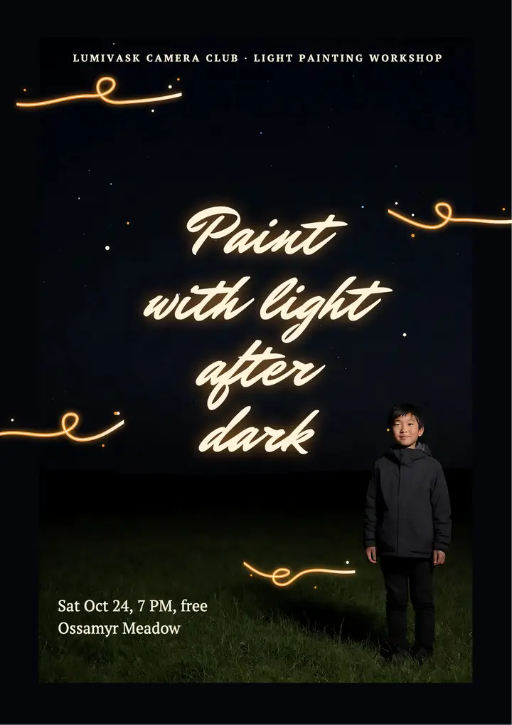 Lumivask light painting workshop flyer template