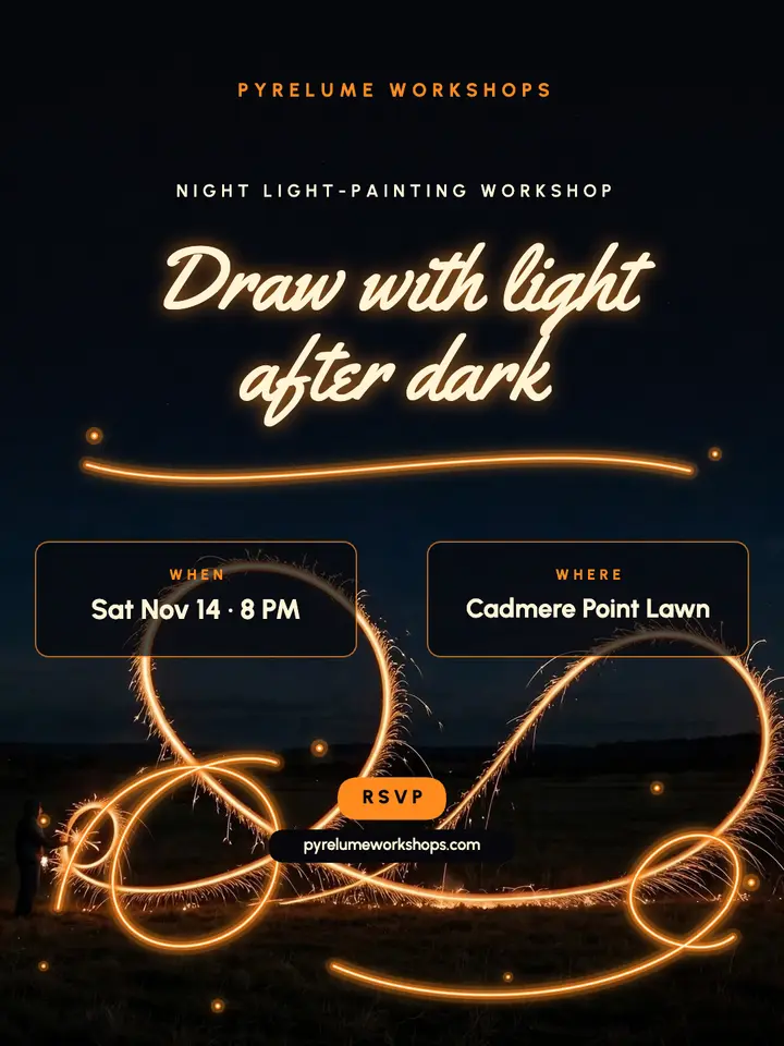 Pyrelume light painting workshop post template