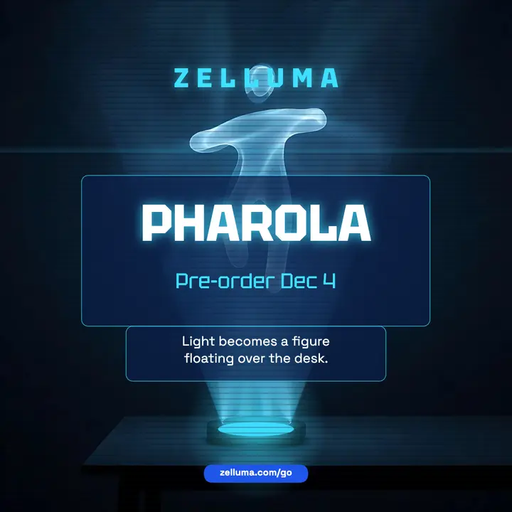 Zelluma Pharola hologram projector pre-order post template