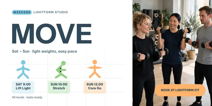 Lightform Studio weekend schedule pictogram post template