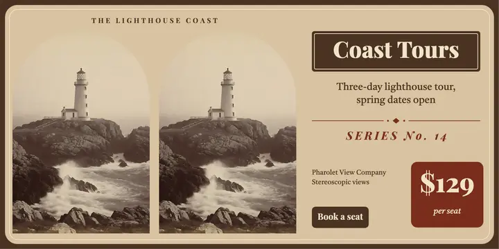 Lighthouse coast tours stereoview post template