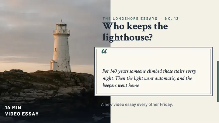 Who keeps the lighthouse video essay thumbnail, explorecore essay template