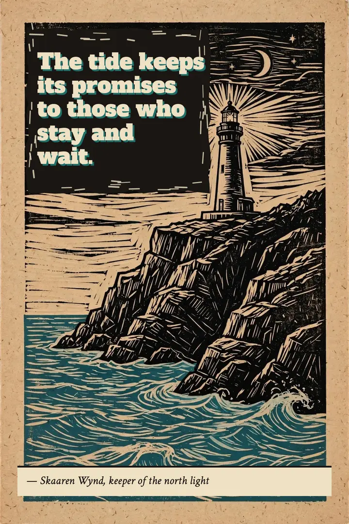Lighthouse patience quote linocut poster: patience quote poster template