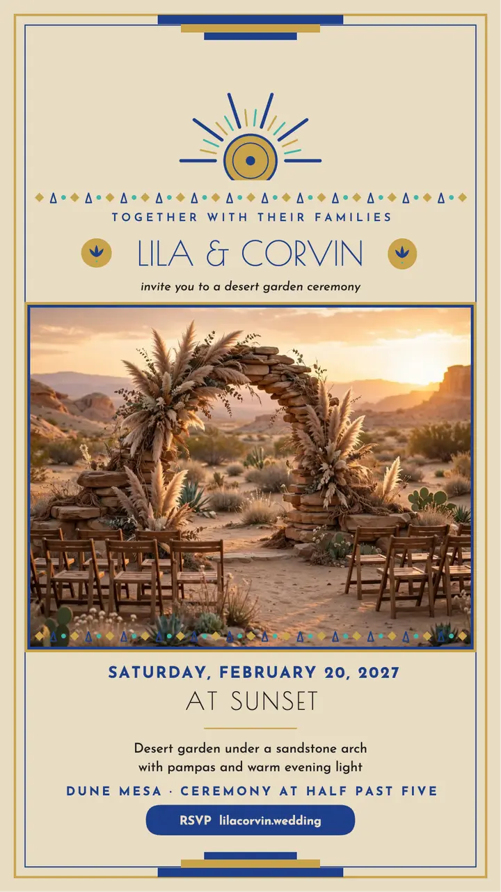 Lila and Corvin desert garden invitation template