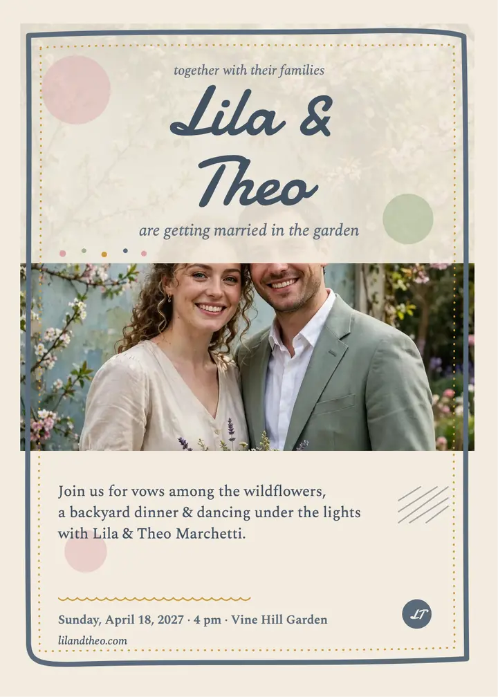 Lila and Theo spring garden invitation template