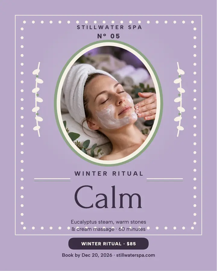 Stillwater Spa winter calm ritual post: spa winter post template