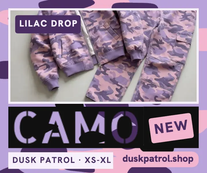 Dusk Patrol lilac camo capsule ad template