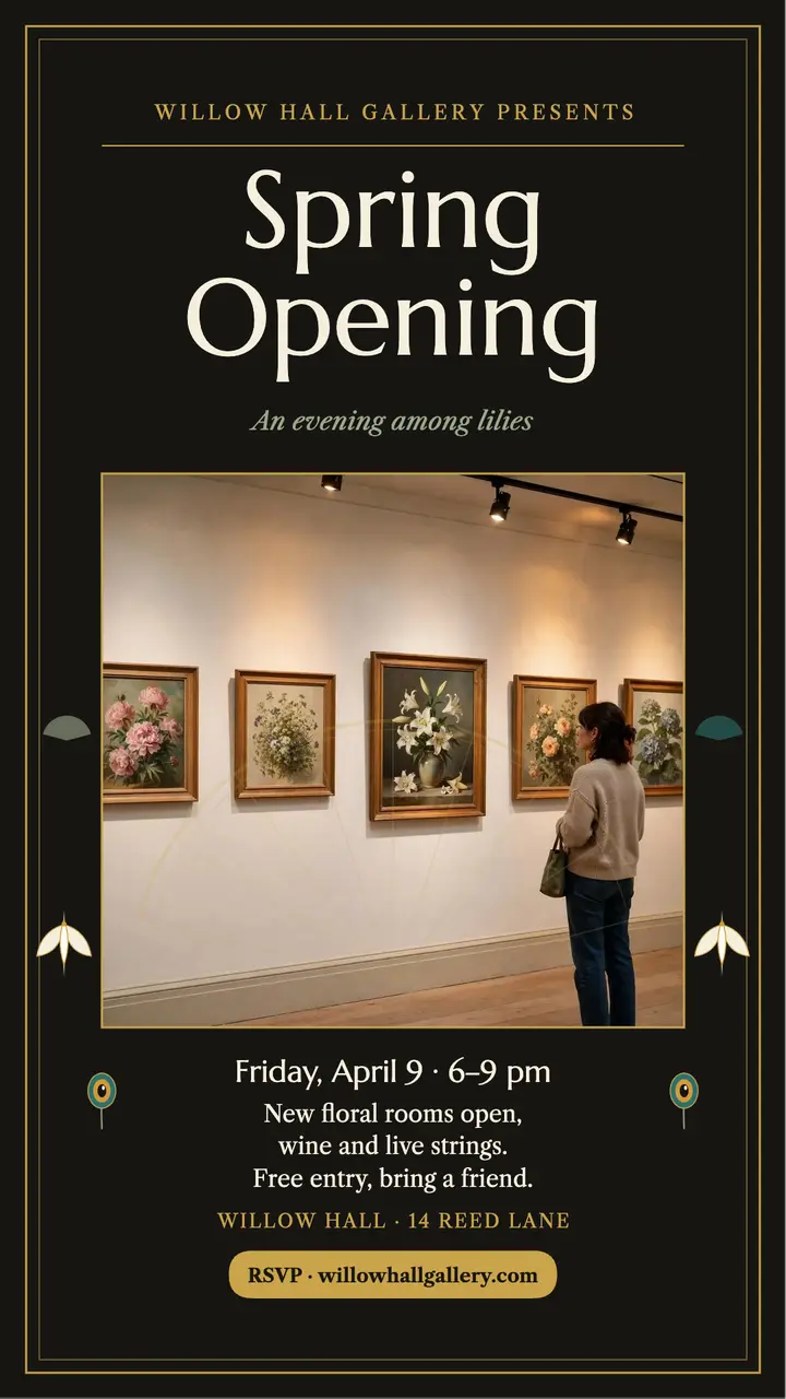 Willow Hall spring gallery opening story template