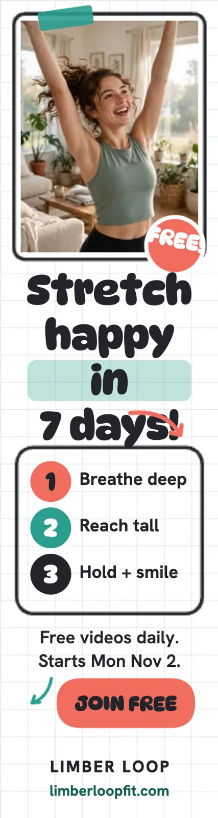 Limber Loop 7-day stretch challenge sketchnote ad template
