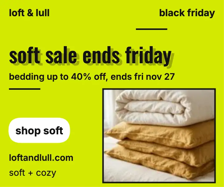 Loft and Lull lime bedding sale ad template