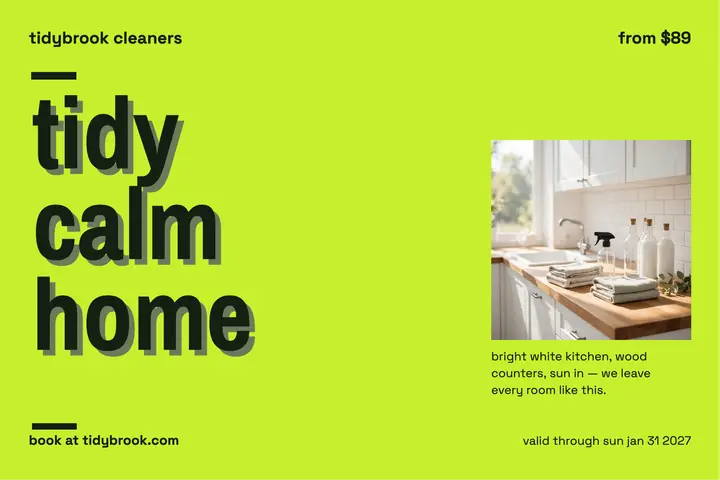 Tidybrook lime cleaning postcard template