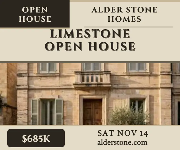 Alder Stone limestone open house ad template