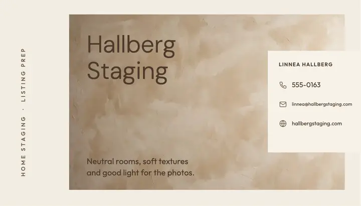 Hallberg Staging home stager business card, tactile macro template