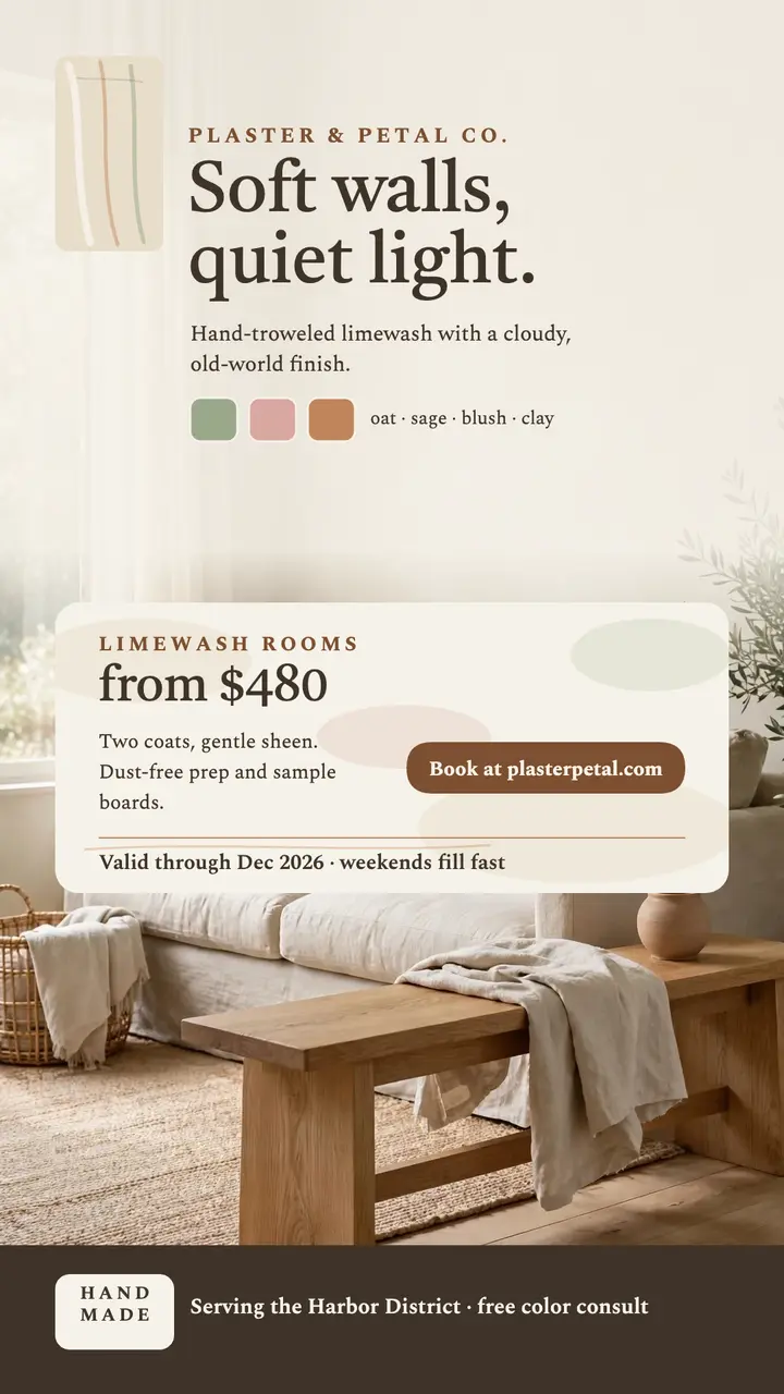Plaster and Petal limewash painter story template