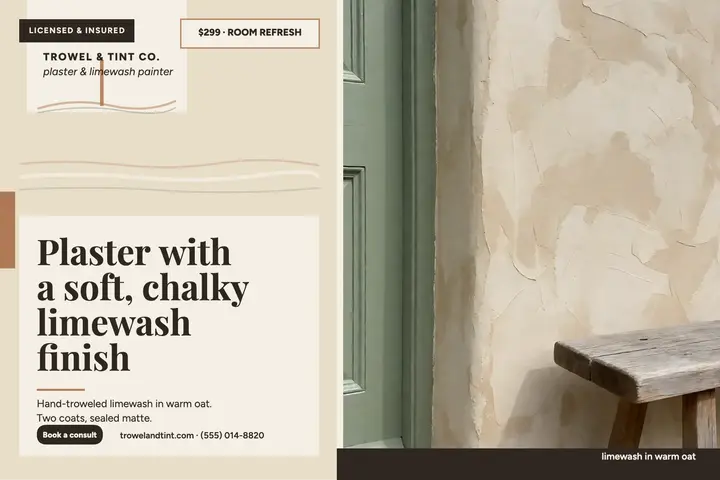 Trowel and Tint limewash promo postcard template