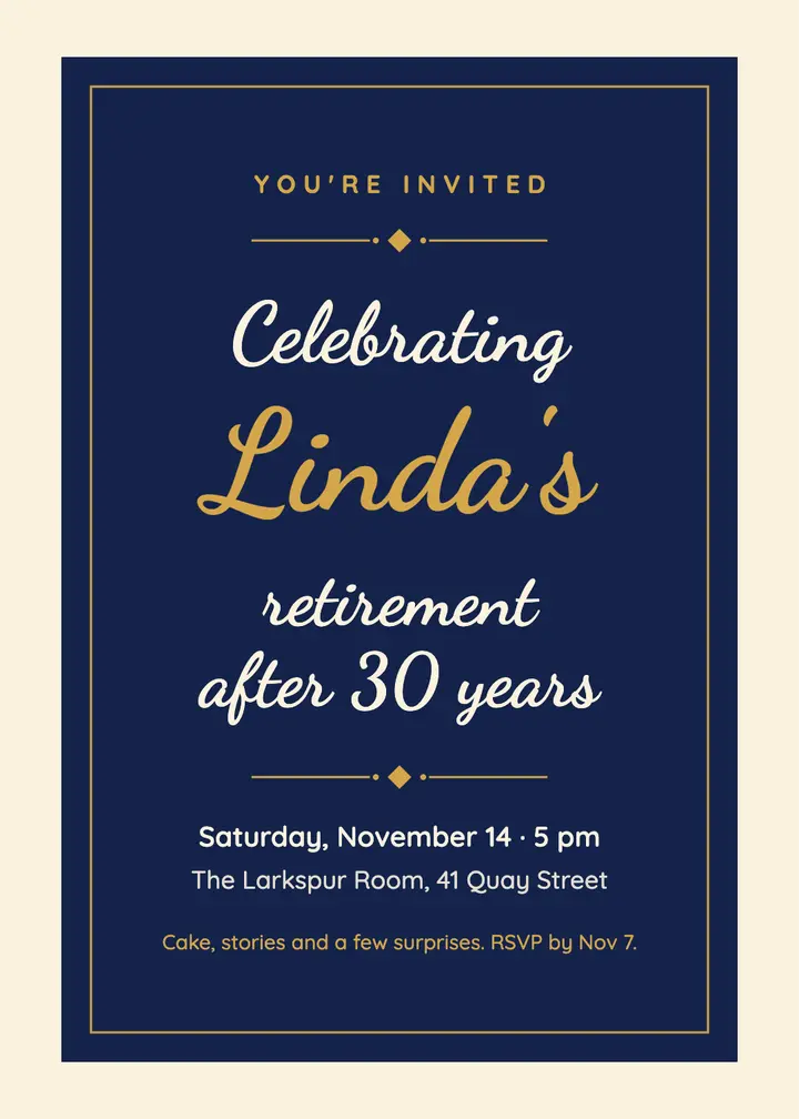Retirement celebration template