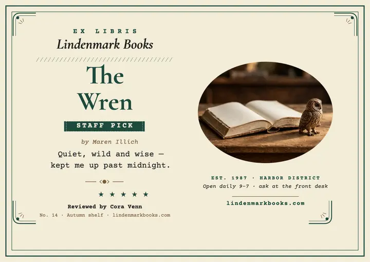 Lindenmark Books staff pick review bookplate template