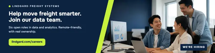 Lindgard data team hiring banner, clean corporate template